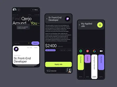 Qerjo | Job Portal Mobile App app career clean design hiring job finder job paltform job portal job seeker mobile recruitment ui user interface ux vacancy