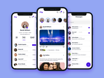 Flip - The new era of social connectivity app design communication mobile app mobile ui social media treinetic ui ui design uiux ux