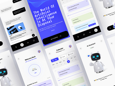 AI Chat bot mobile app ai app app design artificial intelligance calender chat chat ui chatbot app chatbot ui chatgbt flat light mood minimal mobile app onboarding timline ui ux