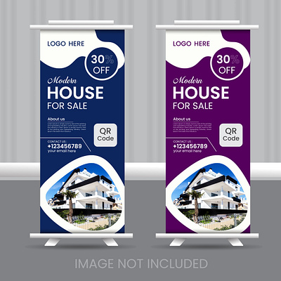 Real Estate Roll Up Banner banner bg vect byzed ahmed creative pollup banner] graphc design modern modern house sale pooll up banner poster rent for house roll up banner temp[late