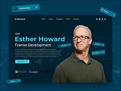 Portofolio Landing Page branding creativedesign figma framer free google landingpage microsoft portofolio tesla ui ux website