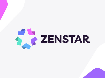 Zenstar Logo Design abstract blue circular colors logo negative space purple star teal zen