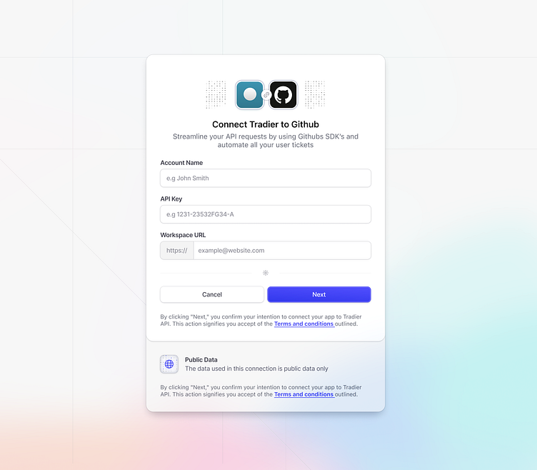 API Connect Modal by Monty Hayton on Dribbble