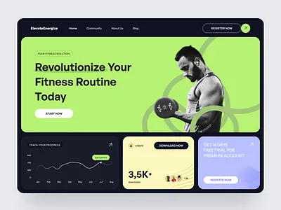 ElevateEnergize - a Fitness Website Landing Page Hero Section design desktop fitness gym health landing page ui website