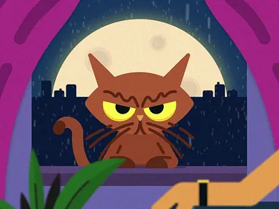 Doubt animation cartoon cat character game graphic illustration rain storm