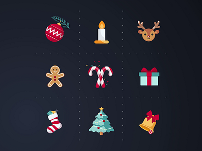 Animated Christmas Icon Kit animated icons animation candle candy celebration christmas incons christmas tree design gingerbread holiday icon set icons illustration madewithsvgator red svganimation ui xmas