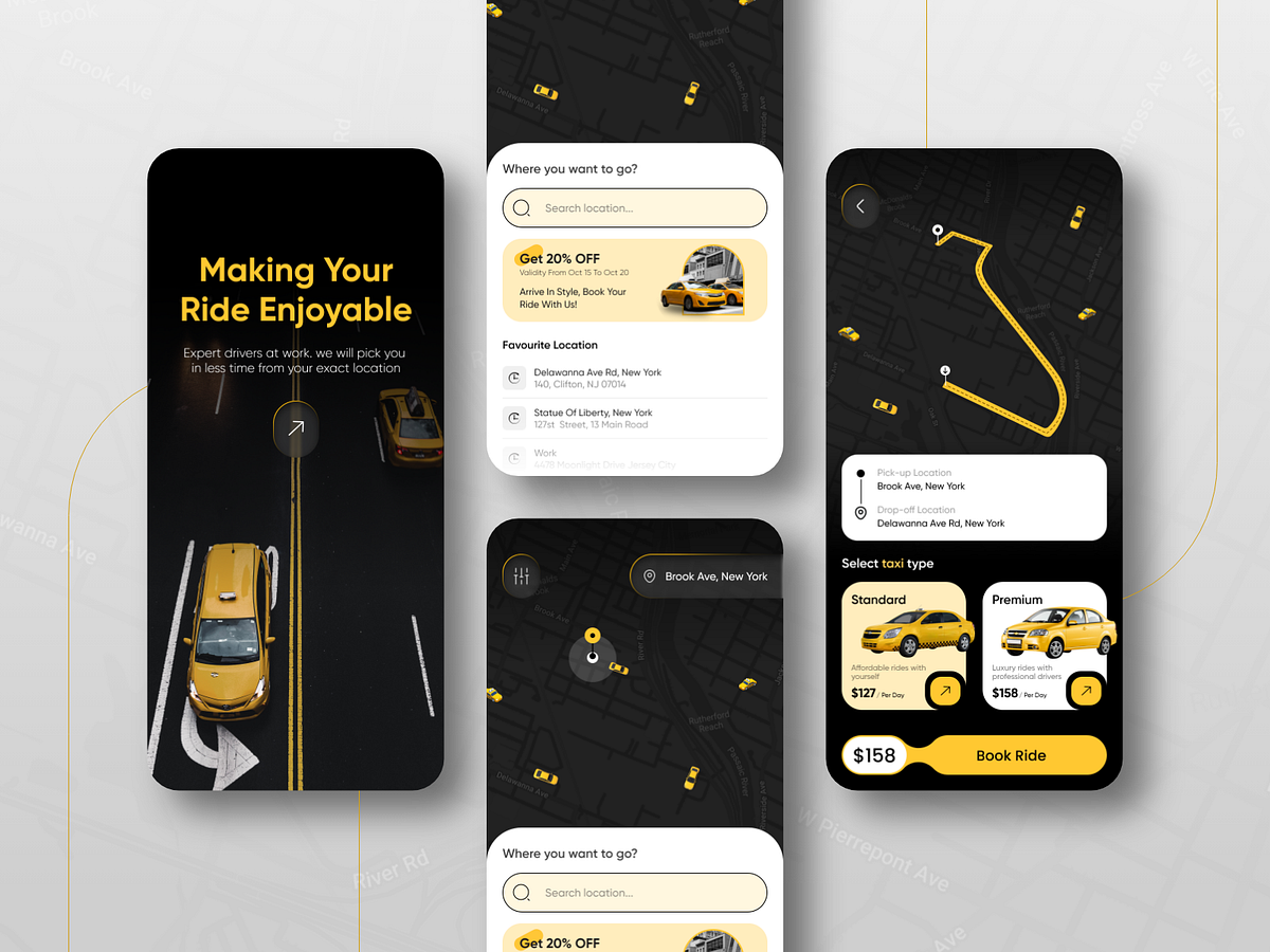 Online Taxi Booking App UI Design by aPurple on Dribbble