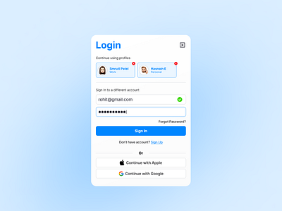 Sign In Modal with Multiple profile selections design graphic design login logo mobileapps profileselection signin ui web