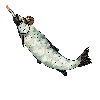 Smokin' Salmon corn fish funny illustration salmon smoking trucker hat vector