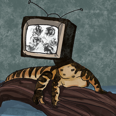 Monitor Lizard adobe fresco illustration lizard monitor monitor lizard pixel retro television set tv