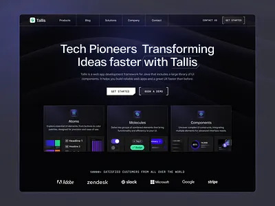 Dark mode landing page ai clean dark dark mode design library dev kit development framework gradients hero hero section java landing library linear minimal tech ui web design website