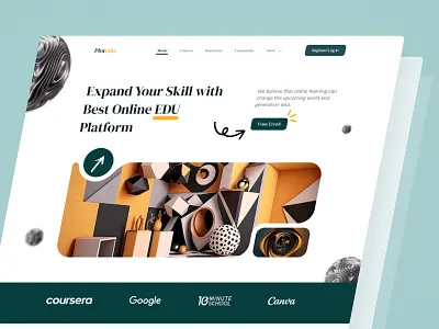 Modern e-learning landing page design design e learning edu website education landing page minimal modern trending ui ui design uiux design user interface ux website website design
