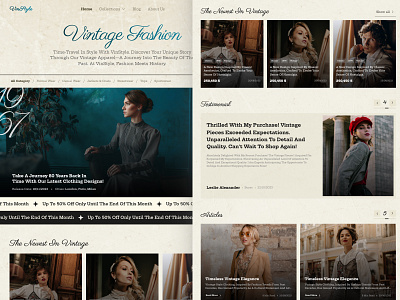 VinStyle (Vintage Fashion Website) classic concept design fashion landing page minimal old online shop retro shopping store style ui uiux user experience user interface ux vintage visual design website