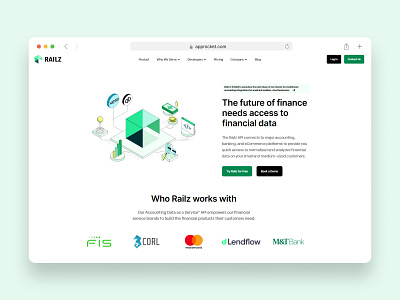 Railz - A fintech platform acounting branding business design development fintech integration landing page platform provider railz services single software website