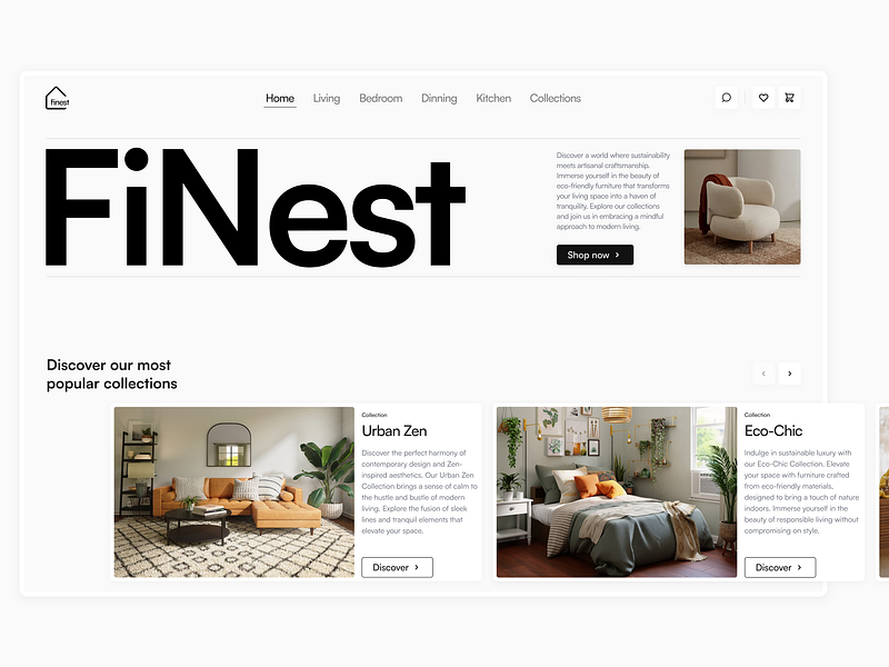 Finest - Furniture store (e-commerce) design e commerce minimalistic online store ui ux web website