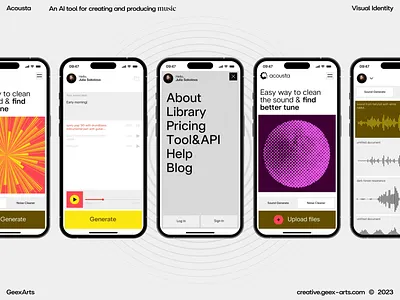 Acousta - Mobile website ai app branding color palette design graphic design identity logo minimal mobile motion graphics pattern tool ui visual identity