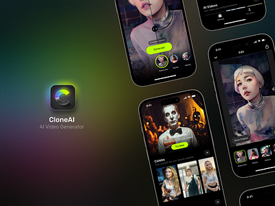 CloneAI Mobile App ai app app icon design icon ios mobile mobile app mobile design ui ux