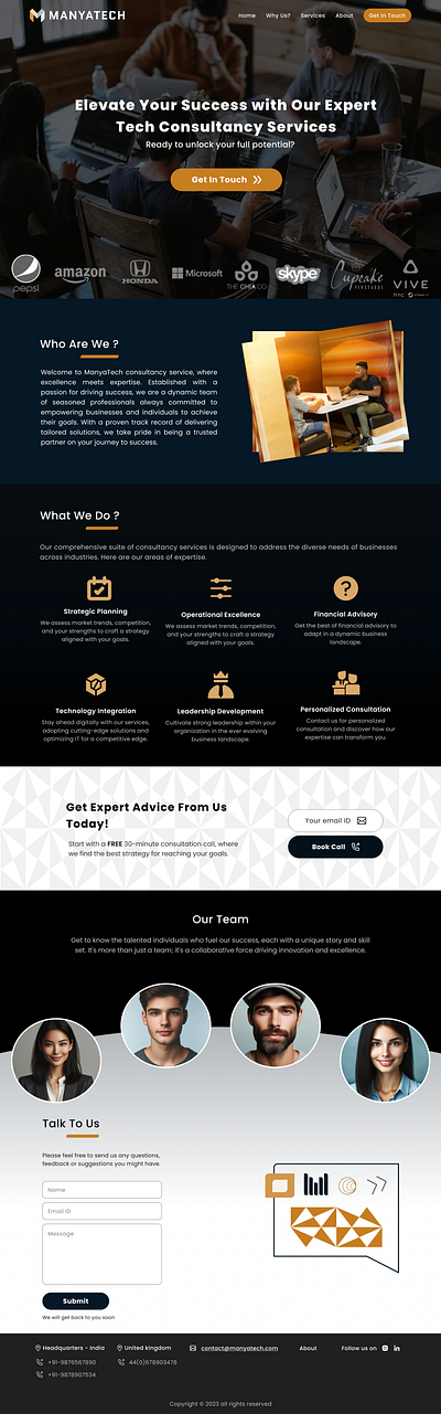 Landing page for a consultancy website landing page ui ux