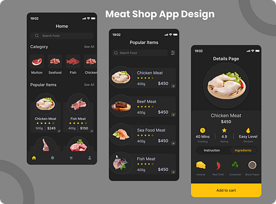 Meat Shop App Design figma graphic design ui ux
