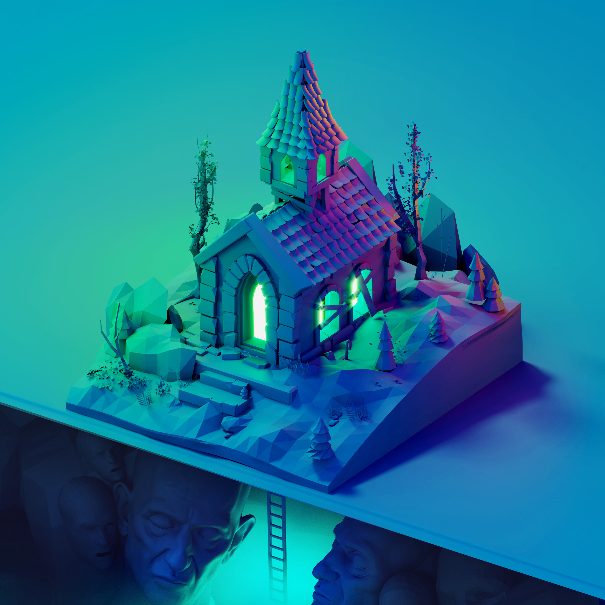 Temple 3d 3d art design illustration low poly lowpoly
