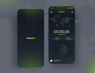 VPN App Design app design branding creative design dribbble2023 internet landingpage mobile ui vpn