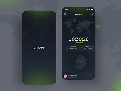 VPN App Design app design branding creative design dribbble2023 internet landingpage mobile ui vpn