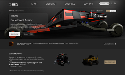 Armored car website 3d animation car dashboard homepage ui website
