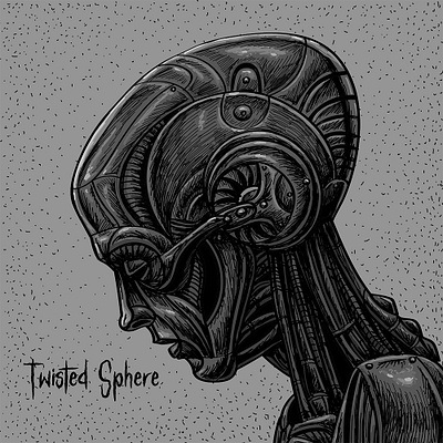 Twisted Sphere 2d art album cover cd design cover design digital art drawing graphic graphic design horror illustration metal music noir robot rock music science fiction