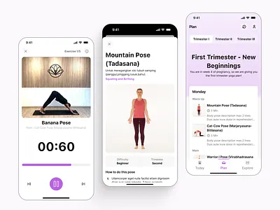 Mamaste Yoga Exercise - Pregnancy Yoga App app clean exercise health ios mobile mobile app pregnancy pregnant simple training ui woman yoga