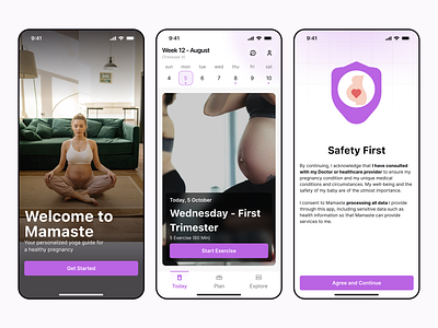 Mamaste - Pregnancy Yoga App app clean concept graphic design ios mobile app mom mother pregnancy pregnant simple ui woman