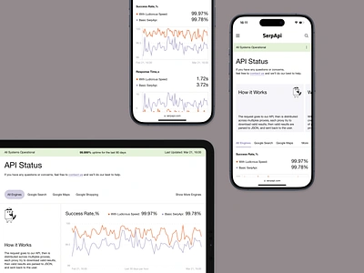 SerpAPI - API Status Page analytics api app clean dashboard design graph illustration interface ios kosinov mobile modern product design report simple technology ui ux web design