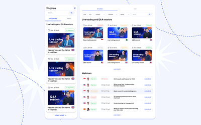 Education webinars web design page of investment platform site branding design desktop edtech education fintech graphic design interface mobile online course ui ux web design webinar
