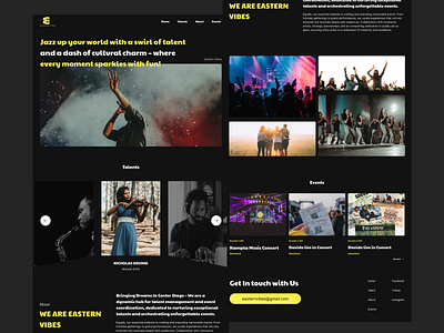 Eastern Vibes - Landing Page design desktop figma landing page management talent website ui ux