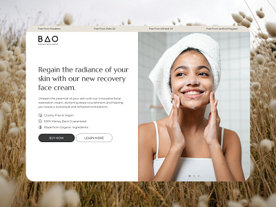 Landing Page redesign for skincare brand agency banner e commerce ecommerce landing page landingpage redesign shop skincare store ui uiux web web design