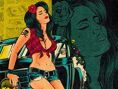 PINUPS AROUND THE WORLD digitalart illustration inking nft