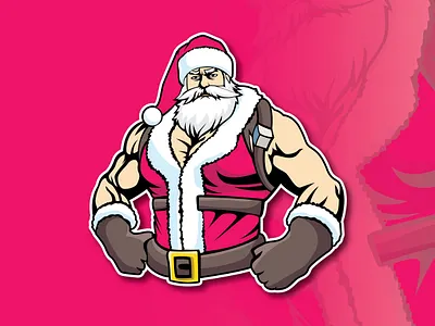 Hot Gym Santa Mascot Design bodybilder bodybilder santa design graphic design gym gym santa hot illustration illustrator pink santa santa logo santa mascot santa vector vector