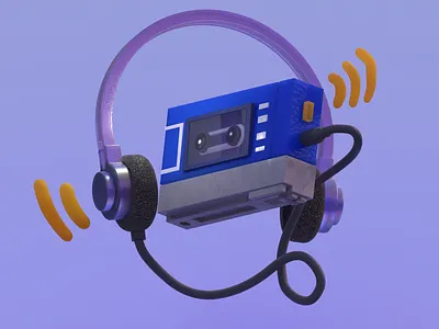 3D design for a website :) walkman 3d animation ui