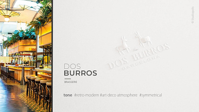 Dos Burros art deco barcelona brand design branding brasserie design donkey graphic design logo logo design newspaper restaurant retro modern symmetrical typography