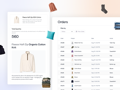 ATLA - Dashboard for a textile-sourcing product branding dashboad ecommerce ui ux web design