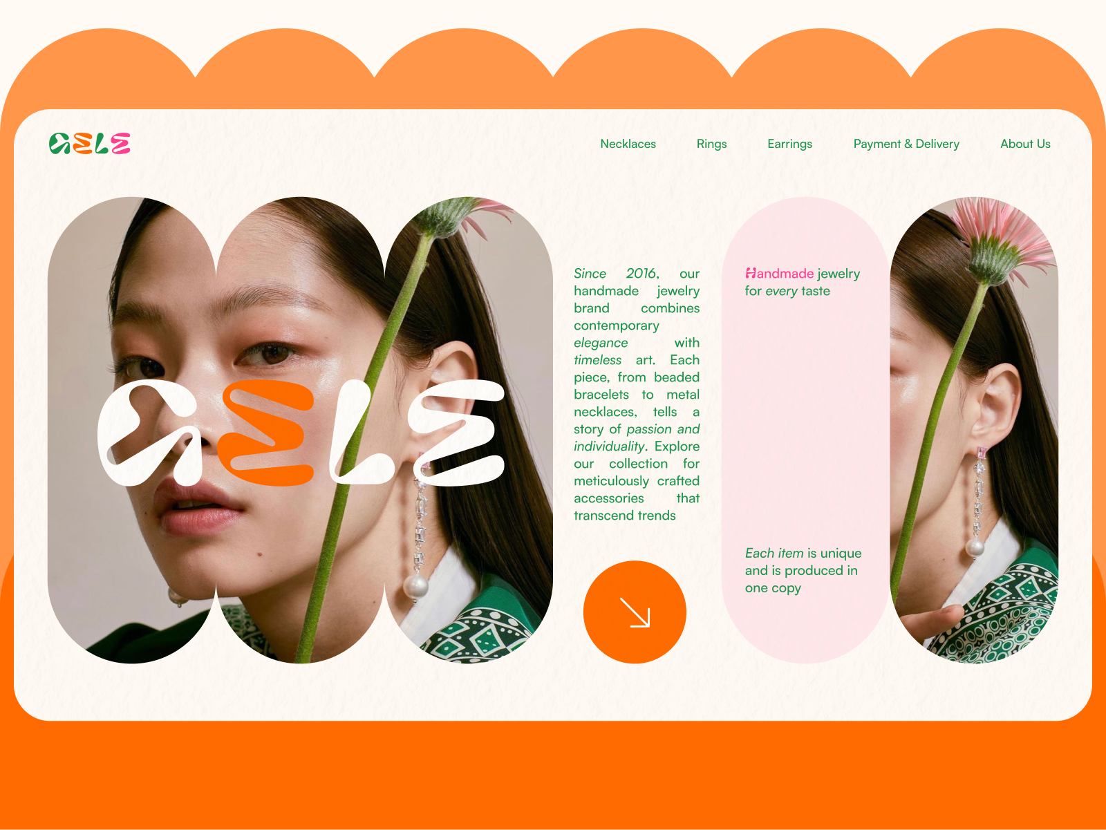 Handmade jewelry website concept branding graphic design jewelry lewellery ui uiux website