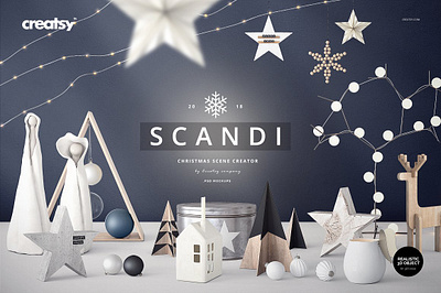 SCANDI - Christmas Scene Creator chrisymas creatsy customizable generator mock up mockup mockups printed printing