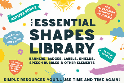 The Essential Shapes Library badge badges banner banners label labels shape shapes shield shields speech bubble speech bubbles