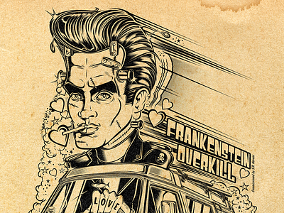 FRANKENSTEIN OVERKILL digital art illustration inking nft