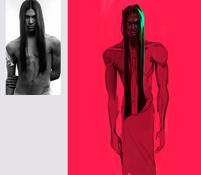 Rick Mora 💕 art boy cg design digital draw green illustration man paint pink rick mora