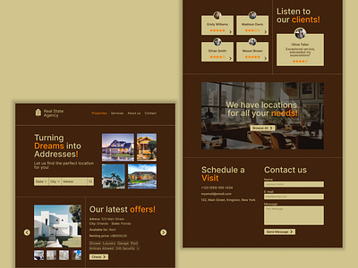 Real Estate Agency - Website Layout beige brown corporate landing page layout orange real state typography ui user experience user interface ux web design