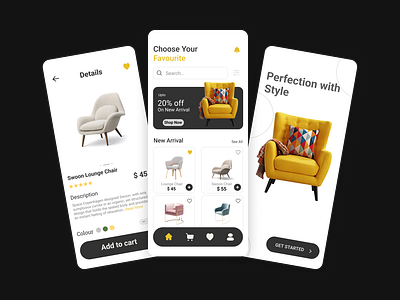 Furniture App Design adobe illustrator app design figma furniture app responsive design ui ux design wireframe