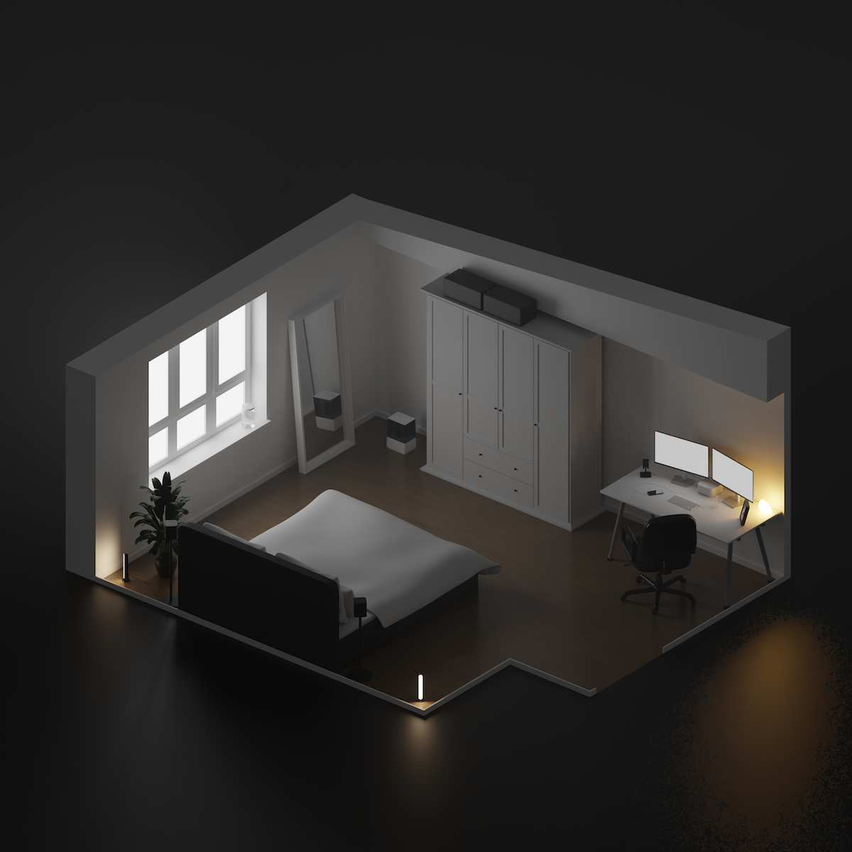 Bedroom (WIP) 3d blender home home office orthographic rendering room