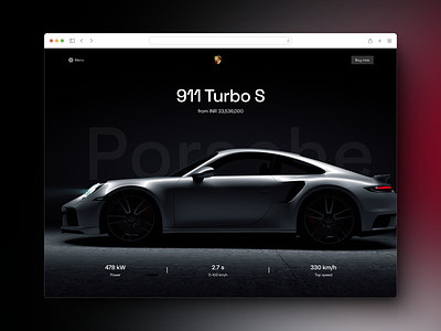 Porsche 911 Turbo S - Landing page concept designinnovation figma landingpagedesign luxurycars minimal porsche911turbos productdesign supercarwebsite ui uidesign ux uxdesign webdesign webdesigner