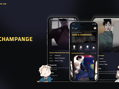 Comic App - BL Korean Rose & Champange app ui