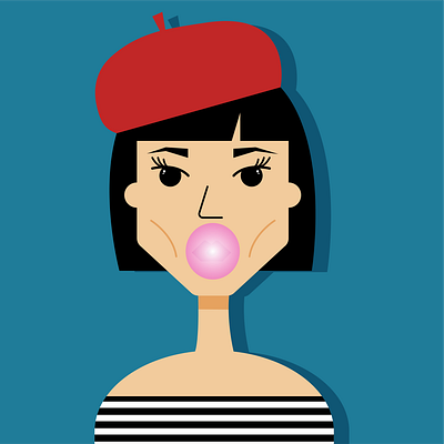 French woman character illustration vector